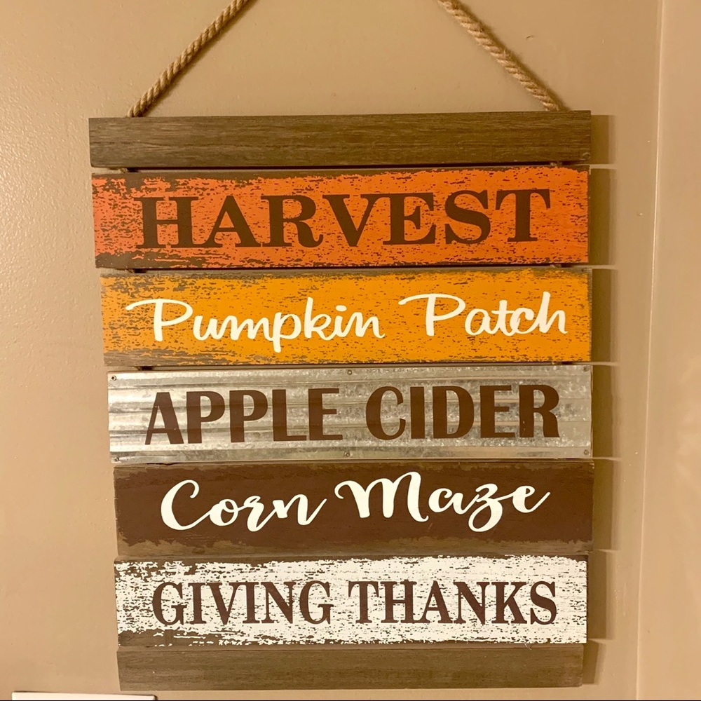 Hanging Fall Harvest Wood Sign
